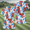 Maxcorners Bigfoot Flamingo Float Tropical Hawaiian Golf Shirt, Hawaiian Golf Shirt, Golf Tops For Women LM1507