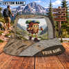 Maxcorners Hiking Cute Hiker Character Mountain Trail Personalized Name 3D Cap