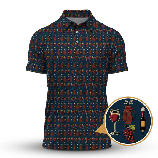 Maxcorners Golf Wine Pattern Golf Shirt,  Women Golf Shirts For Wine Lovers, Golf Gift For Golfer