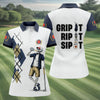 Maxcorners Funny Skeleton Golfer Drinking Beer Polo Shirt, Women’s Golf Apparel, Ladies Golf Shirts LM1507