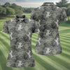 Maxcorners Grey Camo Poodle Dog Pattern Womens Golf Shirt, Womens Polo Shirt, Golf Shirt For Women LM1507