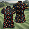 Maxcorners Guitar Pattern Hawaiian Golf Shirt, Music Lover Women's Golf Tops, Ladies Golf Shirts LM1507