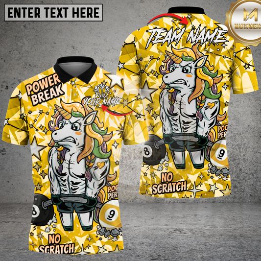 Maxcorners Billiards Pool Muscular Unicorn Multicolor Options Personalized Name, Team Name 3D Shirt (4 Colors)