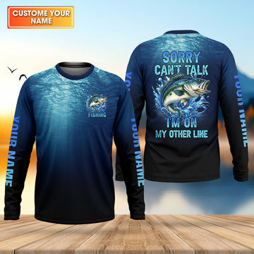 Maxcorners Sorry Can't Talk, Personalized Fishing Shirt, Fishing UPF Shirts, Mens SPF Shirt, Funny Fisherman Gift