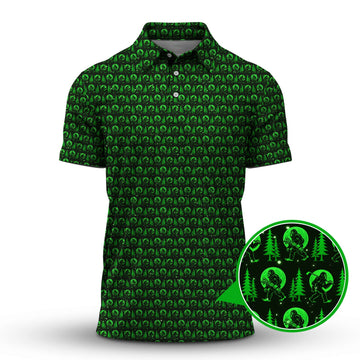 Maxcorners Bigfoot Golf Pattern Shirt, Funny Sasquatch Golf Polos, Golf Gift for Men, Crazy Golf Shirts For Golfers
