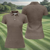 Maxcorners Cream Text Pattern Golf Polo Shirt, Golf Shirts For Women, Women’s Golf Apparel Beige LM1507