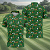 Maxcorners St Patrick's Day Leprechaun Golf Pose Rainbow Gold Pot Shamrock Golf Shirt, Golf Tops For Men, Golf Shirts For Men