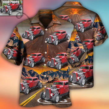 Maxcorners Personalized Hot Rod Hawaiian Shirt "Country Road" Custom Photo Car Aloha Shirts