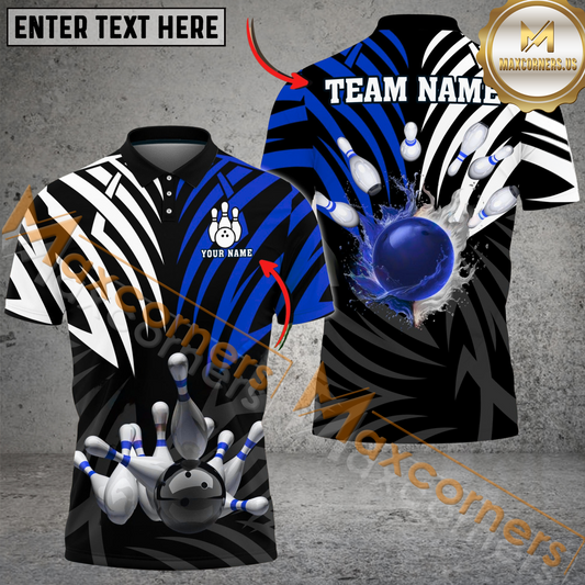 Maxcorners Color Crown Pattern Bowling Jersey Multicolor Customized Name, Team Name 3D Shirt