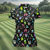 Maxcorners Neon Cocktail Party Pattern Golf Shirt, Women's Golf Shirt, Hawaiian Golf Shirt LM1507