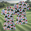 Maxcorners American Tractor Golf Shirt, Patriotic Wildflower Country Farm Pattern, Golf Shirt For Women LM1507