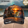 Maxcorners Fishing Skull Angler Sunset Lake Personalized 3D Cap