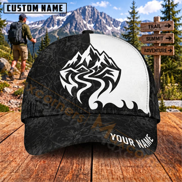Maxcorners Hiking Mountain Wolf Emblem Personalized Name 3D Cap
