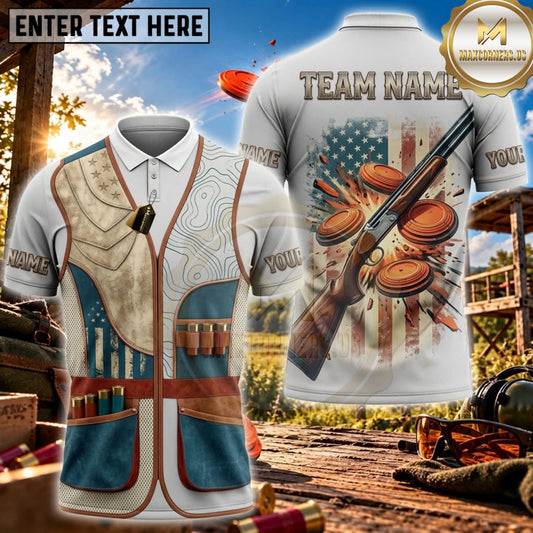 Maxcorners Clay Shooting Vintage Vest Clay Target Burst Personalized Name 3D Unisex Shirt