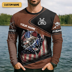 Maxcorners Fishing American Flag UPF Fishing Shirt, Patriotic Fishing Shirt, Men's Fishing Shirts, Gift For Fisherman