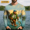 Maxcorners Gone Fishing With Sasquatch, Fishing Shirts, SPF Long Sleeve Shirts, Fishing Shirts For Men