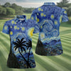 Maxcorners Van Gogh Starry Night Tropical Palm Tree Golf Shirt, Golf Polo For Women, Printed Golf Shirt LM1507