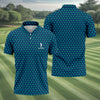 Maxcorners Three Leaf Clover Seamless Pattern St Patrick's Day Golf Shirt, Polo Shirts For Men, Golf Shirts For Men