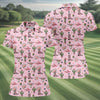Maxcorners Pink Western Boots Roses Cactus Pattern Hawaiian Golf Shirt, Printed Golf Shirt, Women’s Golf Apparel LM1507