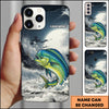Maxcorners Fishing Moon Ocean Splash Personalized Name Phone Case (8 Fish Species)