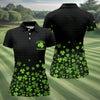 Maxcorners Shenanigans Coordinator Golf Ball Pattern St Patrick Day Black Golf Shirt, Women's Golf Tops, Ladies Golf Polos