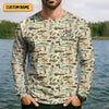 Maxcorners Fishing Gear Items SPF Long Sleeve Shirts, Custom Fishing Shirt, Men Long Sleeve Shirt