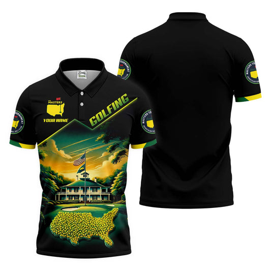 Maxcorners Custom Augusta Golf Course Polo Shirt, Golfing Apparel, Mens Golf Gift, Funny Golf Shirt
