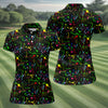Maxcorners Black Neon Paint Splatter Golf Shirt, Women's Golf Tops, Performance Golf Shirt LM1507