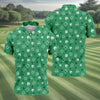Maxcorners Leprechaun Hat Shamrock Beer Seamless Pattern St. Patrick’s Day Golf Shirt, Polo Shirts For Men, Golf Shirts For Men
