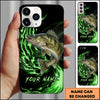 Maxcorners Fishing Green Flame Energy Personalized Name Phone Case (10 Fish Species)