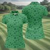 Maxcorners Dark Green Golf Items Seamless Pattern St. Patrick’s Day Shamrock Golf Shirt, Women's Golf Tops, Ladies Golf Polos