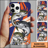 Maxcorner Fishing Dynamic Splash Comic Style Personalized Name 3D Phone Case (10 Fish Species)