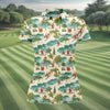 Maxcorners Christmas Santa Surfing Tropical Hawaiian Golf Shirt, Golf Shirts For Women, Performance Golf Shirt LM1507