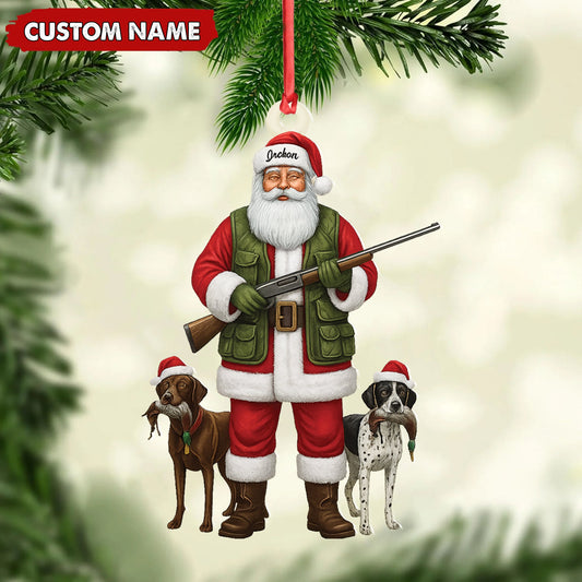 Maxcorners Personalized Santa Hunter Christmas Ornament - Funny Dog Lover Acrylic Holiday Decor LM0411