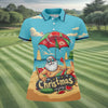 Maxcorners Christmas In July Santa Beach Christmas Golf Shirt, Women's Golf Tops, Hawaiian Golf Shirt, Printed Golf Shirt LM1507