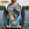 Maxcorners Marlin Fishing Shirts, Sunset Serenity, Ocean's Majesty, SPF Long Sleeve Shirts, Fishing Shirts For Men