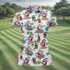 Maxcorners Surfing Santa Tropical Christmas Golf Shirt, Christmas Golf Shirt, Women’s Golf Polo LM1507