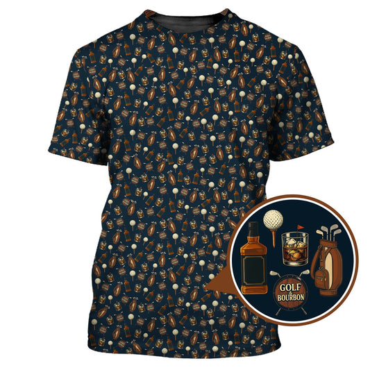 Maxcorners Golf Pattern Shirt For Golfer, Bourbon Golf Shirt, Crazy Golf For Men