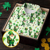 Maxcorners Happy St Patrick's Day Gnomes Shamrock Golf Shirt, Men's Funny Golf Shirts, Golf Shirts For Men