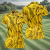 Maxcorners Realistic Banana Print Hawaiian Golf Shirt, Golf Tops For Women, Performance Golf Shirt LM1507