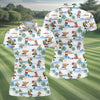 Maxcorners Beach Party Santa Christmas Golf Shirt, Women's Golf Tops, Printed Golf Shirt, Golf Polo For Women LM1507