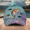 Maxcorners Fishing Pastel Scale Silhouette Personalized Name 3D Cap (12 Fish Species)