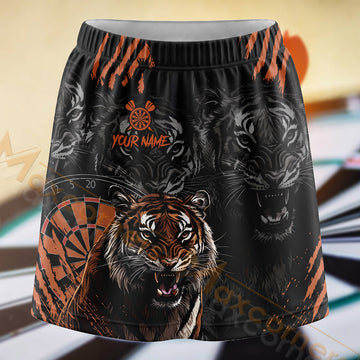 Maxcorners Darts Orange Tiger Dartboard Personalized 3D Skort, Skirts With Shorts