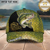 Maxcorners Fishing Gold Scale Black Panel Logo Personalized Name 3D Cap (12 Fish Species)