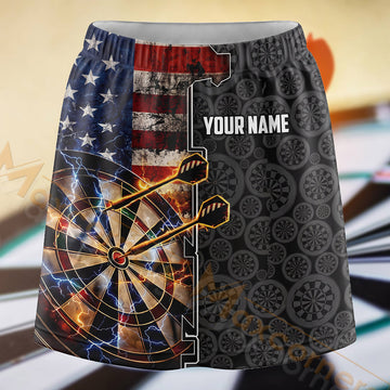 Maxcorners Darts Patriotic Grunge Dartboard Personalized 3D Skort, Skirts With Shorts