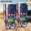 Maxcorners Fishing Tumbler Distressed American Flag Design Personalized Name Tumbler (13 Species)