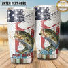 Maxcorners Fishing Tumbler White Patriotic Paint Splatter Design Personalized Name Tumbler (13 Species)