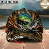 Maxcorners Fishing Woodland Camo Orange Stripe Personalized 3D Cap (12 Fish Species)