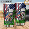 Maxcorners Fishing Tumbler Patriotic Flag Grass Design Personalized Name Tumbler (13 Species)