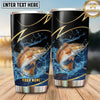 Maxcorners Fishing Tumbler Black Gold Curved Line Design Personalized Name Tumbler (13 Species)